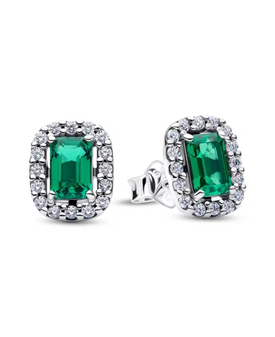 Pandora Sparkling Rectangular Stud Earrings In Silver