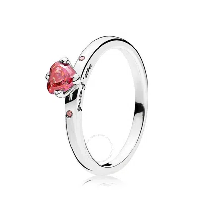 Pandora Sparkling Red Heart Ring In Sterling Silver In Metallic