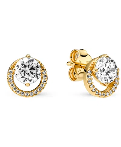 Pandora Sparkling Round Halo Stud Earrings In Gold