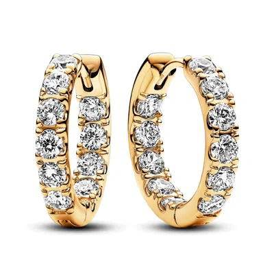 PANDORA SPARKLING ROW ETERNITY HOOP EARRINGS