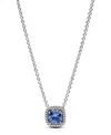 Pandora Sparkling Square Blue Halo Pendant Necklace In Sterling Silver