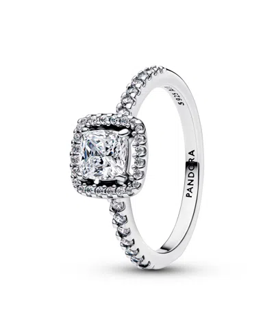 Pandora Sparkling Square Halo Ring In Sterling Silver