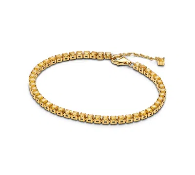Pandora Sparkling Yellow Tennis Bracelet In Gold