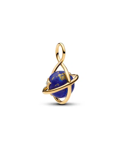 Pandora Spinning Celestial Cubic Zirconia & Imitation Lapis Lazuli The Universe Within Dangle Charm In Blue