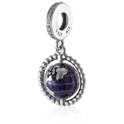 Pandora Spinning Globe Dangle Charm In Sterling Silver In Neutral