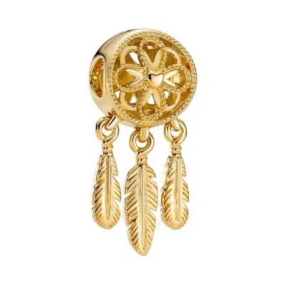 Pandora Spiritual Dreamcatcher 14k Gold-plated Charm In Gold Tone