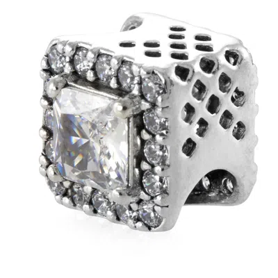 Pandora Square Sparkle Halo Charm In Sterling Silver In Metallic