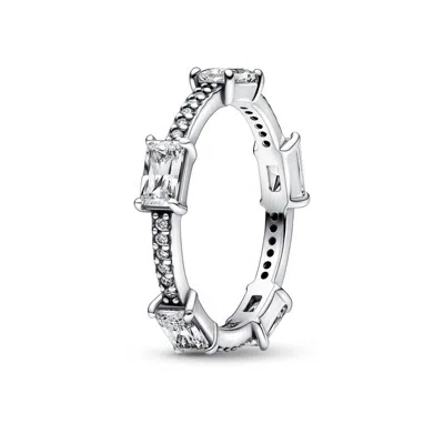 Pandora Sterling Ring With Clear Cubic Zirconia Size 5/50 In Neutral