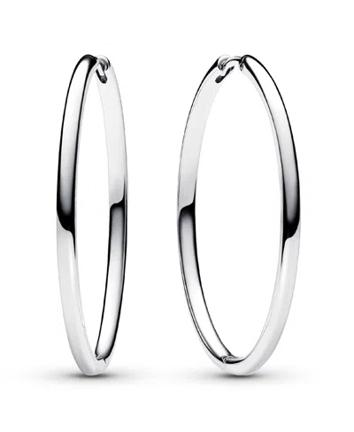 Pandora Sterling Silver 40 Mm Charm Hoop Earrings