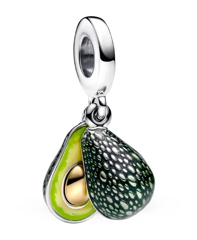 Pandora Sterling Silver And 14k Gold-plated Unique Metal Blend Avocado Double Dangle Charm In Silver  Gold