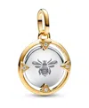 Pandora Sterling Silver And 14k Gold-plated Unique Metal Blend Bee Medallion Charm In Silver  Gold