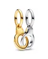 Pandora Sterling Silver And 14k Gold-plated Unique Metal Blend Openable & Splittable Handcuffs Dangle Charm In Silver  Gold