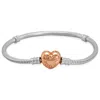 Pandora Sterling Silver And 14k Rose Gold-plated Moments Heart Clasp Snake Chain Bracelet In Metallic