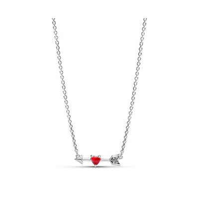 Pandora Sterling Silver Arrow And Murano Glass Heart Necklace