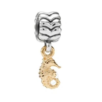 Pandora Sterling Silver Bead With 14k Gold Seahorse Nautical Dangle - 790518 In Silver-tone