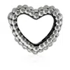 Pandora Sterling Silver Beaded Open Heart Charm In Gray