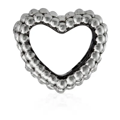 Pandora Sterling Silver Beaded Open Heart Charm In Gray