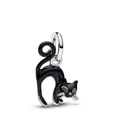 Pandora Sterling Silver Black Cat Glow-in-the-dark Dangle Charm