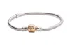 Pandora Moments Snake Chain Charm Sterling Silver 14k Bracelet In Silver