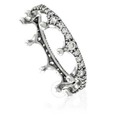 Pandora Sterling Silver Clear Sparkling Crown Ring In Metallic