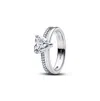 Pandora Sterling Silver Double Band Heart Ring In Sterling Silver