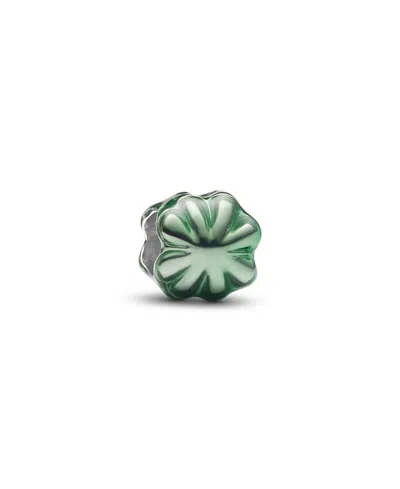 Pandora Sterling Silver Engraved Clover Mini Charm In Gray