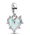Pandora Sterling Silver Friendship Opalescent Double Dangle Charm In Silver