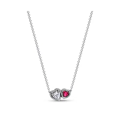 Pandora Sterling Silver Halo Hearts Pendant Necklace