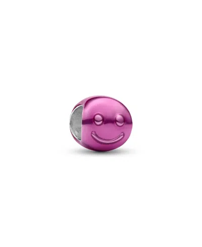 Pandora Sterling Silver Happy Face Mini Charm In Purple