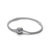 Pandora Sterling Silver Heart Wings Clasp Snake Chain Bracelet In Sterling Silver