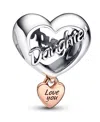 Pandora Sterling Silver Love You Best Friend Heart Charm In Silver,rose-gold - Daughter