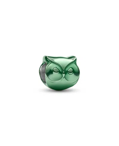 Pandora Sterling Silver Mini Owl Charm In Green