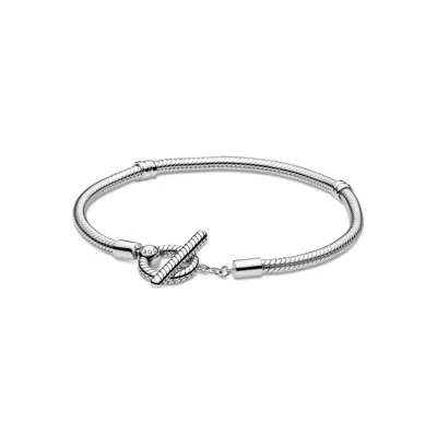 Pandora Sterling Silver Moments T-bar Snake Chain Bracelet