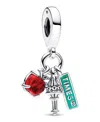 Pandora Sterling Silver Nyc Apple, Torch And Street Sign Triple Dangle Charm In Silver