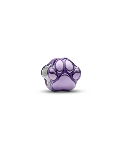 Pandora Sterling Silver Paw Mini Charm In Purple