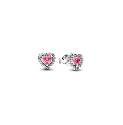 Pandora Sterling Silver Pink Heart Stud Earrings