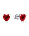 Pandora Red Heart Stud Earrings In Red