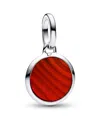 Pandora Sterling Silver Red Murano Glass Engravable Mini Medallion Charm In Silver