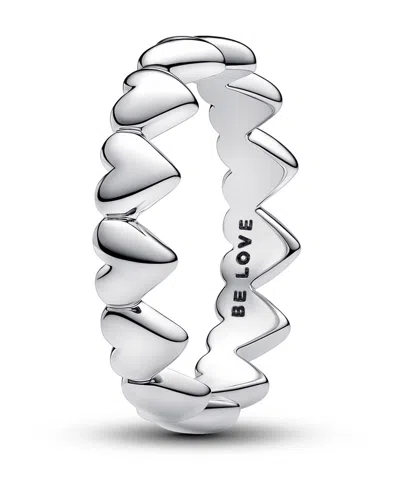 Pandora Sterling Silver Row Of Hearts Ring