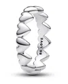Pandora Sterling Silver Row Of Hearts Ring In Silver