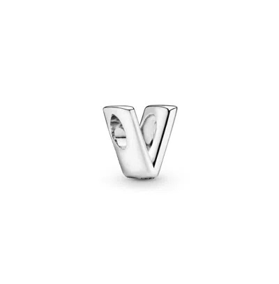 Pandora Sterling Silver Script Alphabet Dangle Charm In Silver - V