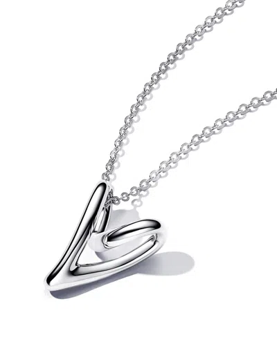 Pandora Sterling Silver Shaped Heart Pendant 27.6 Inches Necklace