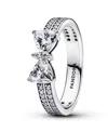 Pandora Sterling Silver Sparkling Bow Double-row Ring In Sterling Silver