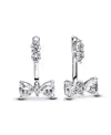Pandora Sterling Silver Sparkling Bow Drop Earrings In Sterling Silver