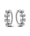 Pandora Sterling Silver Sparkling Bow Row Hoop Earrings In Sterling Silver