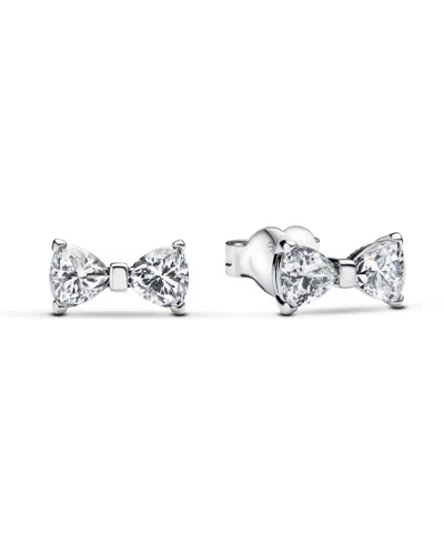 PANDORA STERLING SILVER SPARKLING BOW STUD EARRINGS