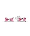 Pandora Sterling Silver Sparkling Bow Stud Earrings In Pink