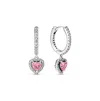 Pandora Sterling Silver Sparkling Halo Heart Hoop Earrings In Sterling Silver