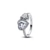 Pandora Sterling Silver Sparkling Halo Hearts Ring In Sterling Silver
