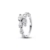 Pandora Sterling Silver Sparkling Overlapping Band Ring In Sterling Silver